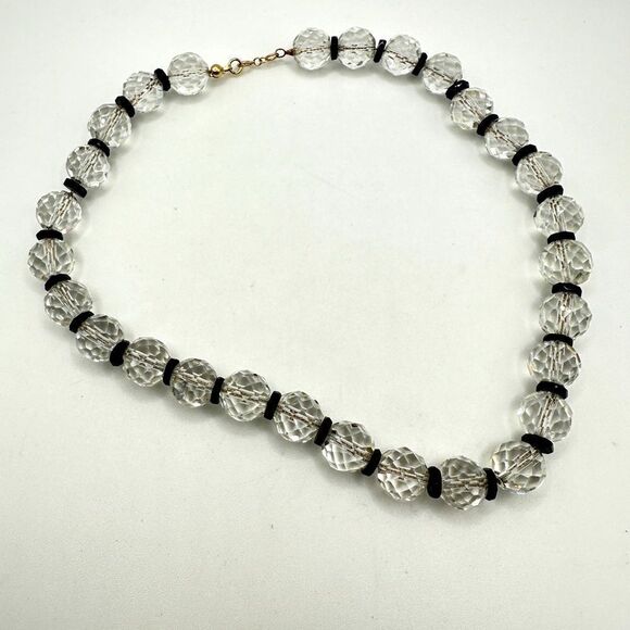Esemco Jewelry - 15” faceted Crystal necklace strung on a 10kt yellow gold chain!